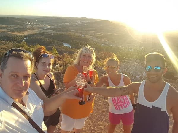 Sunset with sparkling wine