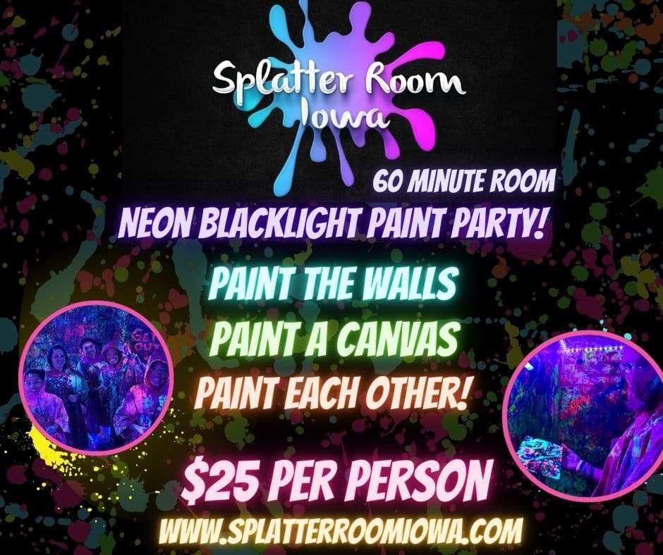 1-Hour Splatter Room Session • Located @ Merle Hay Mall